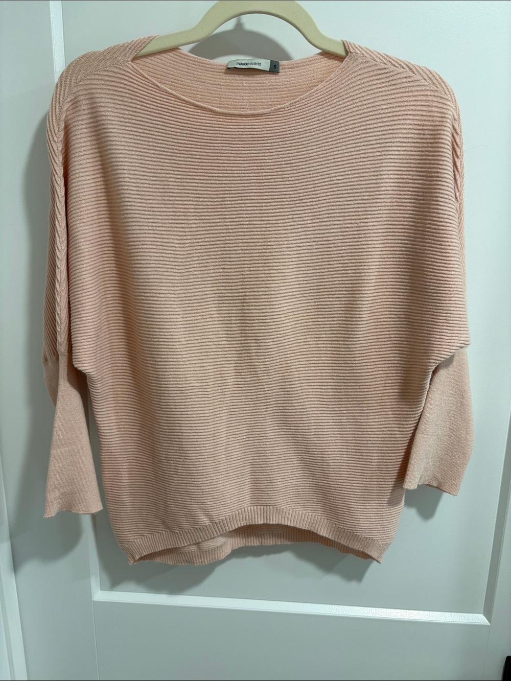 Relaxed Ribbed Crewneck Sweater in Blush Pink